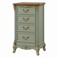 Cassettiera 65 x 45 x 125 cm in legno verde salvia con 4 cassetti stile classico