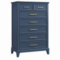 Cassettiera 90 x 45 x 130 cm in legno blu navy con 7 cassetti stile classico