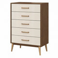 Cassettiera 80 x 40 x 120 cm in legno bianco e marrone con 5 cassetti stile moderno