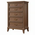 Cassettiera 80 x 45 x 120 cm in legno marrone con 5 cassetti stile classico