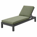 Lettino prendisole 195 x 65 x 85 cm in metallo nero e tessuto verde oliva - schienale regolabile da esterno