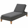 Lettino prendisole 200 x 70 x 85 cm in rattan sintetico grigio con schienale regolabile