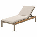 Lettino prendisole 200 x 70 x 95 cm in alluminio legno e tessuto beige con schienale reclinabile
