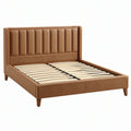Letto matrimoniale 160 x 200 cm in similpelle marrone con testiera imbottita e rete a doghe