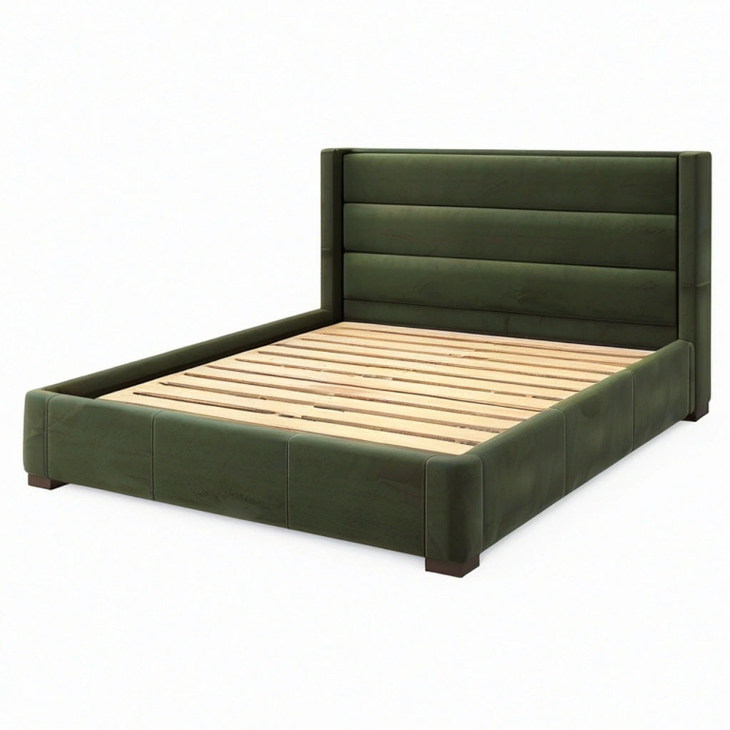 Letto matrimoniale 160 x 200 cm in pelle sintetica verde - stile moderno con rete a doghe