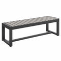 Panca da esterno 150 x 40 x 45 cm in metallo nero e doghe grigie stile moderno