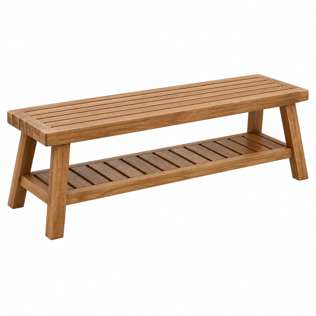Panca da giardino 120 x 40 x 45 cm in legno marrone con ripiano stile naturale