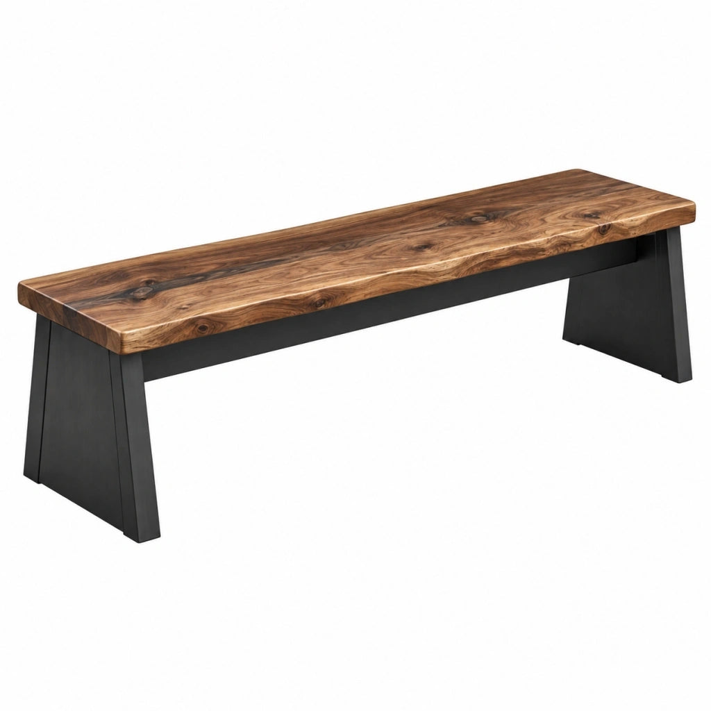 Panca 180 x 40 x 45 cm in legno marrone e metallo nero stile industriale