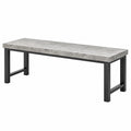 Panca da pranzo 180 x 40 x 45 cm effetto cemento grigio con struttura in metallo nero stile industriale