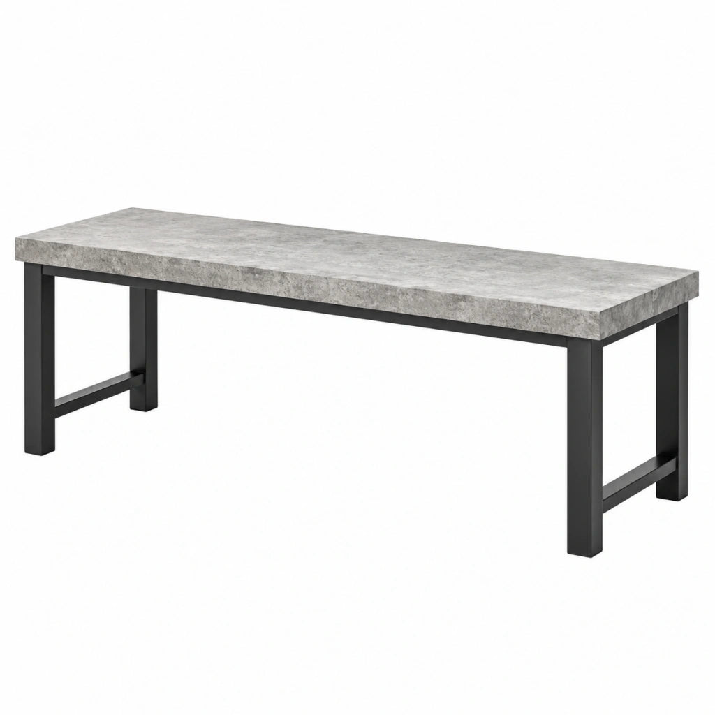 Panca da pranzo 180 x 40 x 45 cm effetto cemento grigio con struttura in metallo nero stile industriale