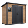 Casetta da giardino 200 x 120 x 210 cm effetto legno marrone e metallo nero - deposito da esterno moderno
