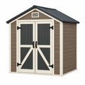 Casetta da giardino 183 x 122 x 198 cm in resina marrone antracite e bianco con doppia porta