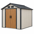 Casetta da giardino 213 x 130 x 173 cm in acciaio zincato beige e marrone - doppia porta ventilata