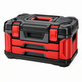 Cassetta portautensili 45 x 25 x 30 cm in plastica rosso/nero con cassetti e maniglia